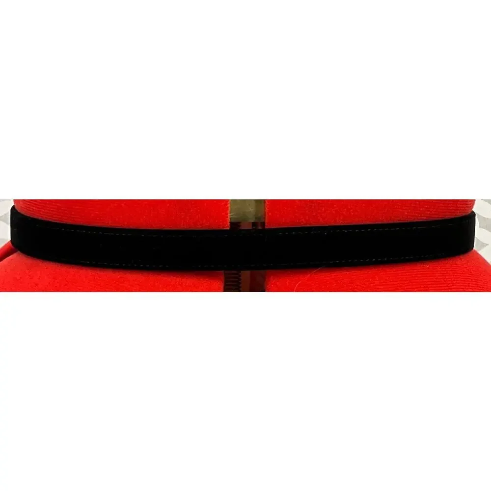 Liz Claiborne Vintage 90s Chrome Silver  Buckle Black Velvet Belt Women 28”-32”